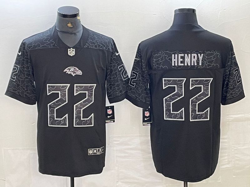 Men Baltimore Ravens #22 Henry Nike Black RFLCTV Limited NFL Jersey